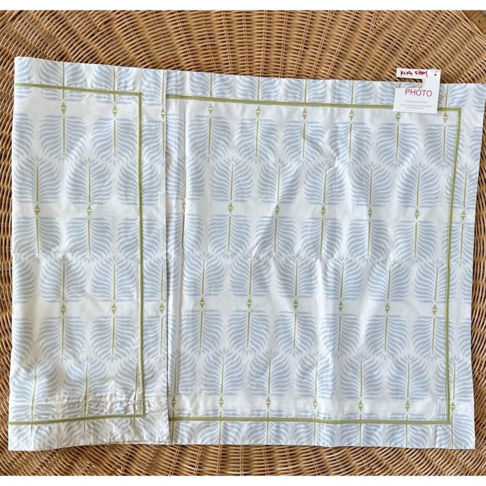 Serena & Lily Granada Percale King Sham (Photo Sample)-Sky Blue/Pear Green